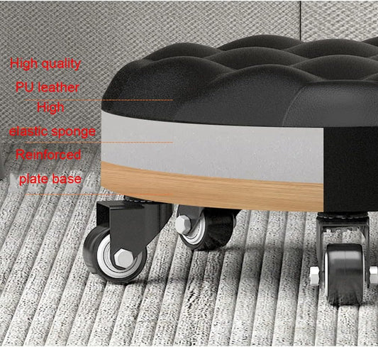 Low Floor Rolling Work Stool – Heavy-Duty Swivel Chair with Casters – Ergonomic Low Working Stool for Car Repair, Garage, Home, and Outdoor Use