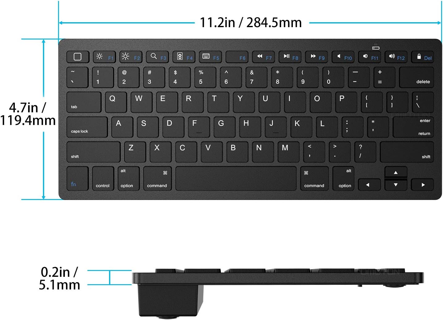 OMOTON Bluetooth Keyboard for Mac - Compact Wireless Keyboard Compatible with MacBook Pro/Air, iMac, iMac Pro, Mac Mini, Mac Pro Laptop and PC (Black)