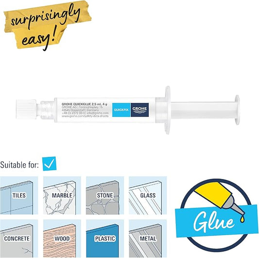 GROHE QuickGlue A1 – Glue Syringe & Adapter for QuickFix Bathroom Accessories