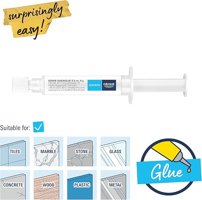 GROHE QuickGlue A1 – لاصق في الأنبوب ومحوّل لتركيب إكسسوارات الحمّام السريع