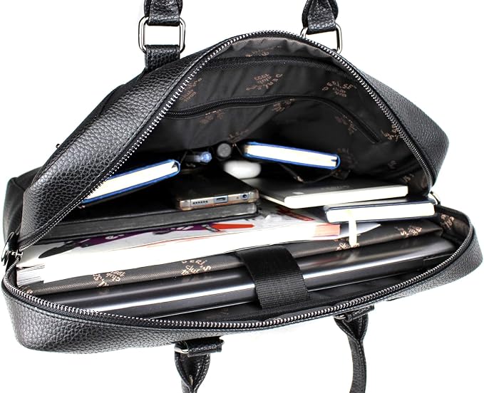 WESTPOLO Men’s Brown 15.6-Inch Leather Laptop Briefcase & Business Bag