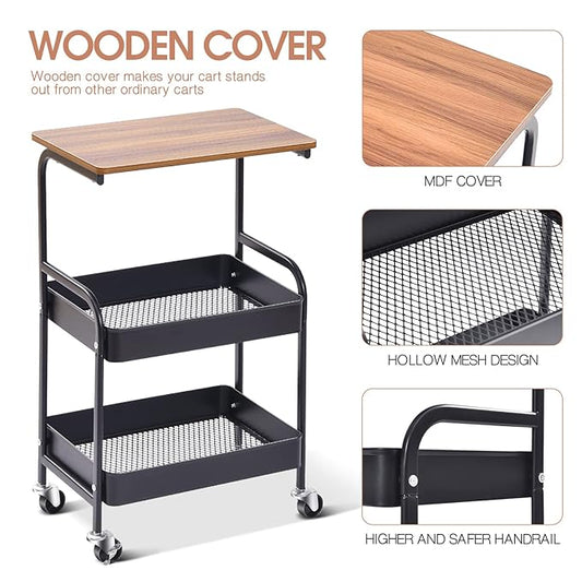 Étagère de rangement mobile à plusieurs niveaux – Chariot sur pied à roulettes pour salle de bain, cuisine et salon