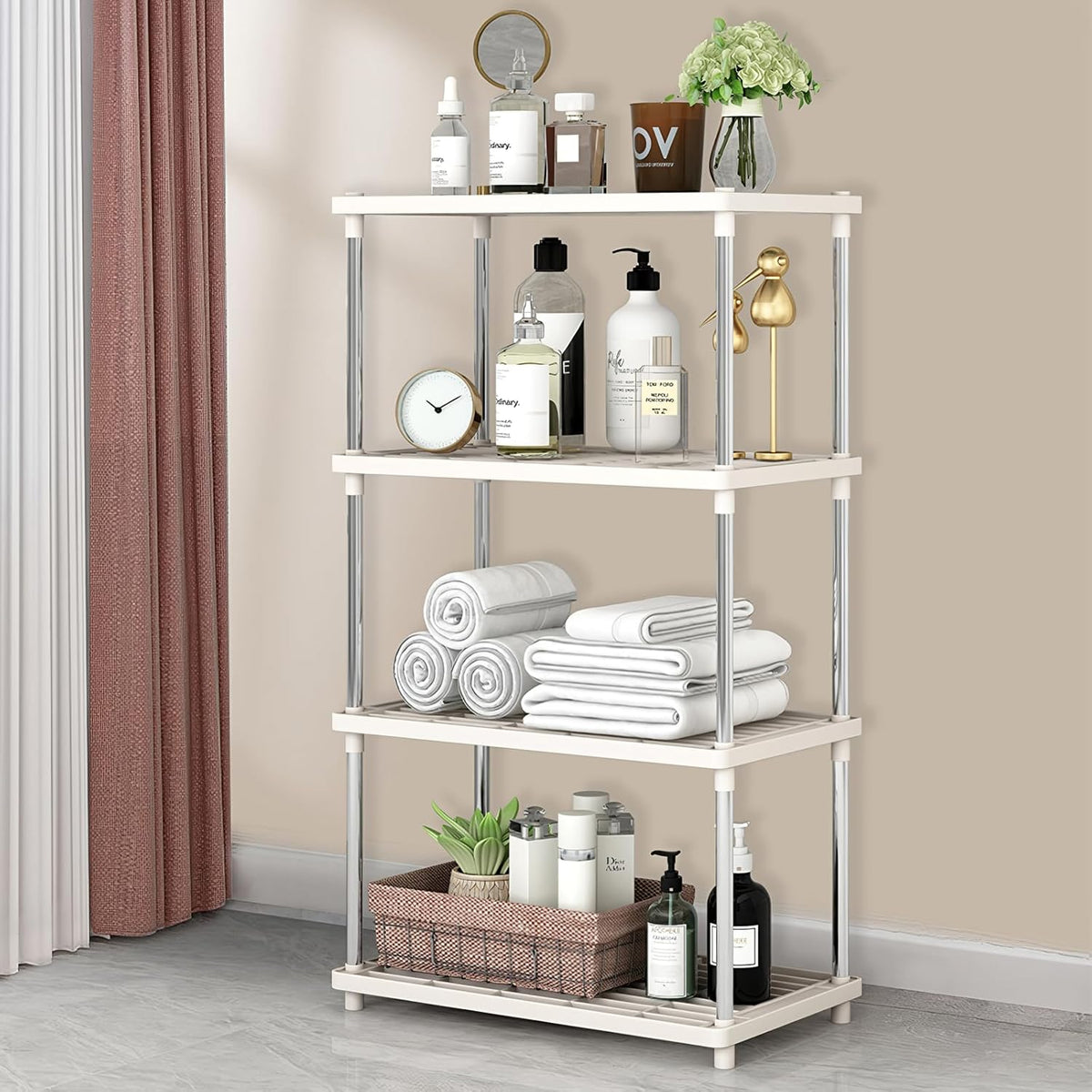Multi-Level Storage Rack | Stackable Floor Organizer for Kitchen, Bathroom & Living Area