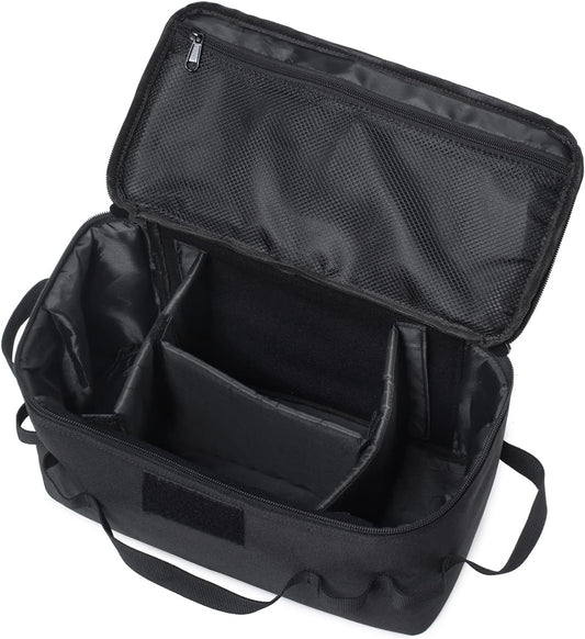 Tactical Utility Camping Tote – Heavy-Duty Cookware & Gas Tank Organizer – Modular Trunk Storage Bag with Adjustable Dividers & Shoulder Strap – Scratch-Resistant Travel Gear for Hiking & Camping