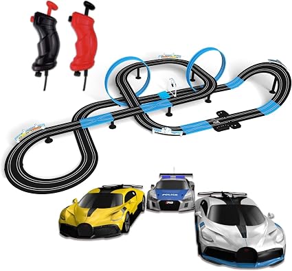 AGM MASTECH MR-10L 8.4M Slot Car Race Track Set – Dual High-Speed Racing Track with 4 Licensed Cars, 2 Controllers & Lap Counter