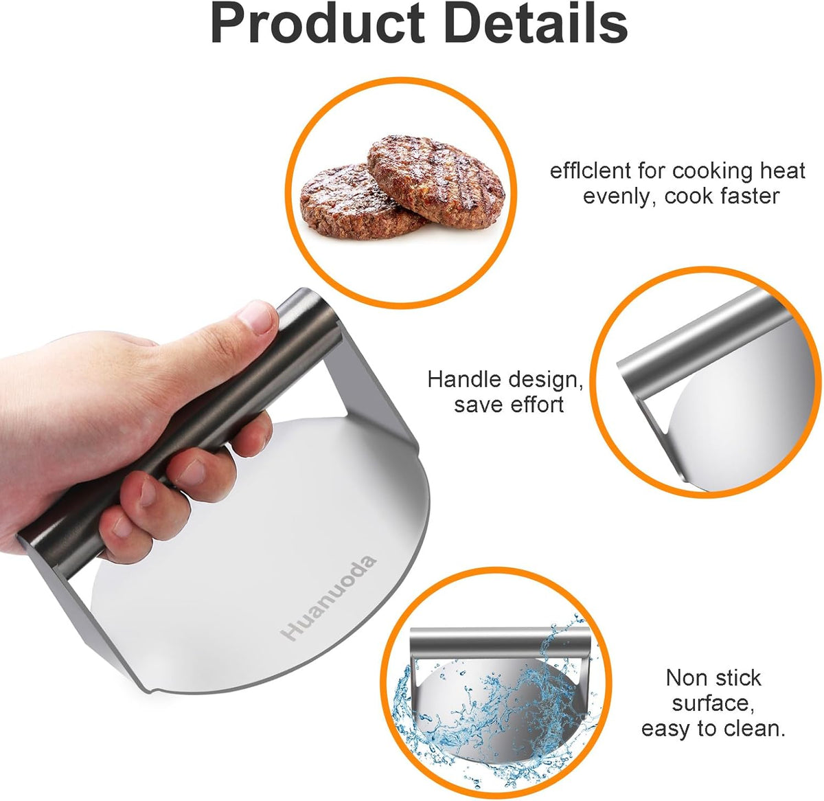 Presse à Burger en Acier Inoxydable – Presse à Viande Circulaire Robuste pour Hamburgers et Grillades