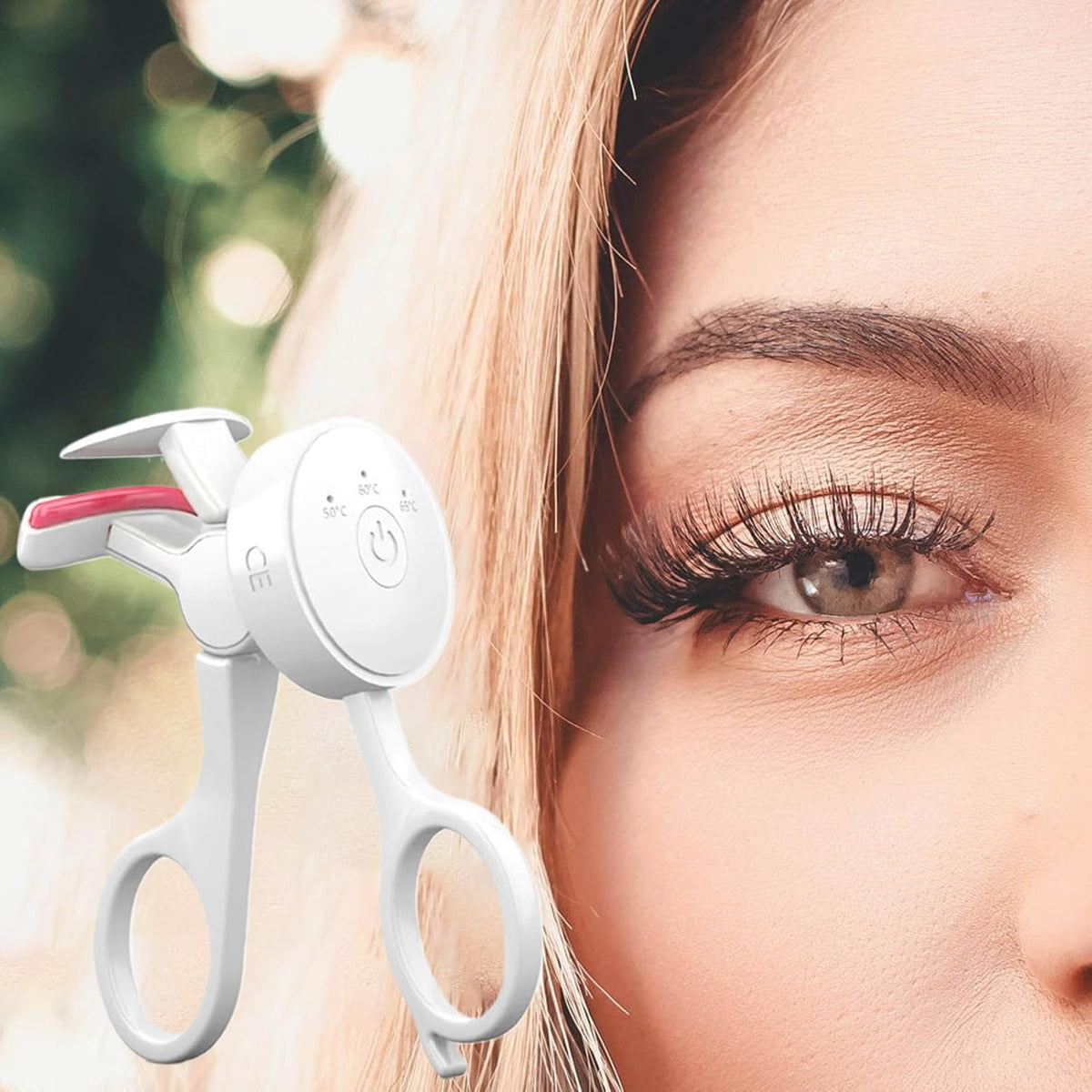Recourbe-cils chauffant sans cadre GECOMO – Contrôle intelligent de la température – Rechargeable par USB et outil électrique longue durée pour rehaussement des cils (blanc)