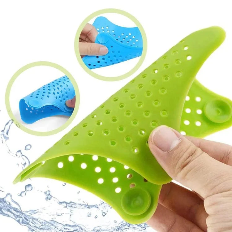 Silicone Drain Protector Hair Catcher – Set of 4 Star-Shaped Sink & Shower Drain Covers with Strong Suction Cups (Blue)