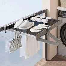 Séchoir à linge mural rétractable avec étagère en filet – Séchoir à linge pliable pour balcon, salle de bain et buanderie (60 cm)