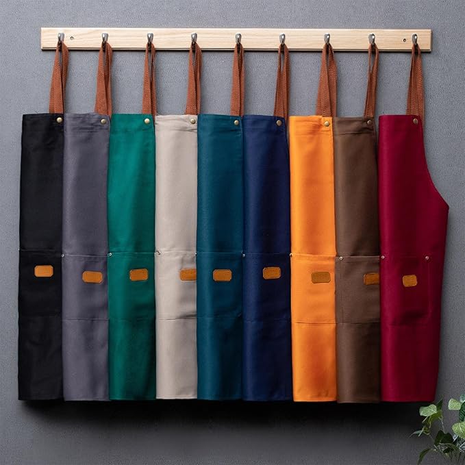 Tablier de cuisine professionnel imperméable – Tablier de travail ajustable à bretelles croisées pour chefs, barbiers et baristas – Tablier de restaurant robuste
