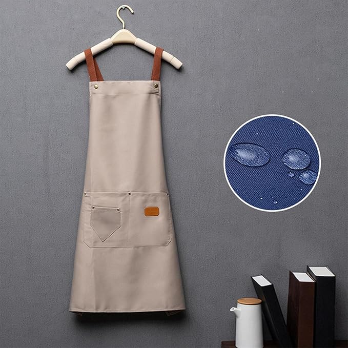 Tablier de cuisine professionnel imperméable – Tablier de travail ajustable à bretelles croisées pour chefs, barbiers et baristas – Tablier de restaurant robuste