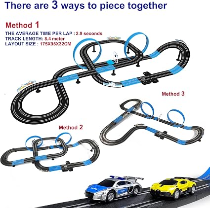 AGM MASTECH MR-10L 8.4M Slot Car Race Track Set – Dual High-Speed Racing Track with 4 Licensed Cars, 2 Controllers & Lap Counter