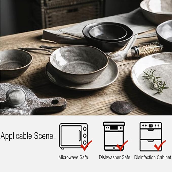 Retro Japanese Style Special-Shaped Ceramic Tableware – Elegant Handmade Aesthetic Dinner Plates & Serving Bowls – High-End Creative Dinnerware for Steak, Salad & Pasta – Unique Table Decor (5"/6.5"/8"/8.5" Bowls, 10" Disk, 11" Plate)