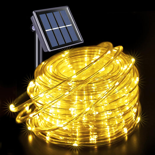 LED Solar Rope String Lights – Waterproof Tube Fairy Lights – Outdoor Solar Garland for Christmas, Garden & Patio Decoration (RGB/Blue/White/Warm)