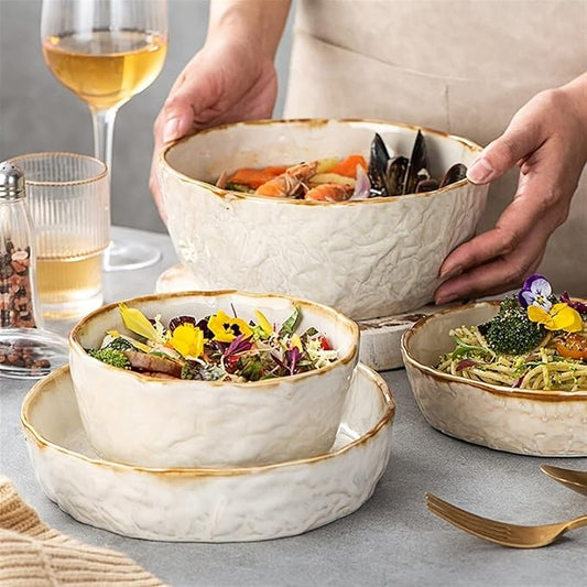 Ceramic Deep Soup Plate – 8-Inch Thickened Salad & Pasta Bowl – Kiln-Altered Special Cutlery for Molecular Cuisine – Oven-Safe Professional Restaurant Dish