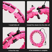 LEAFIA Smart Weighted Hula Hoop – 24-Section Adjustable Fitness Hoop with Massage Nodes & Soft Gravity Ball for Adults & Beginners – Pink