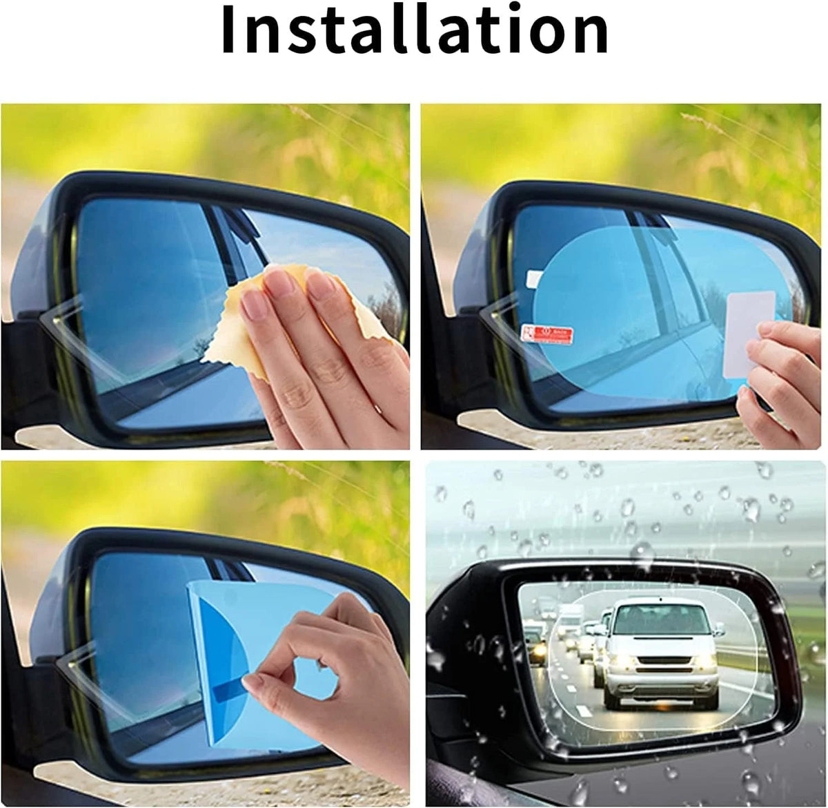 Car Rear View Mirror Anti-Fog & Rainproof Film (95 x 135 mm) – Waterproof Nano Coating Protective Mirror Sticker