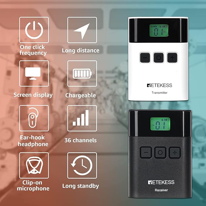 Retekess TT122 Wireless Tour Guide System – 2.4G Digital Receiver for Translation, Tours, Training & Interpretation