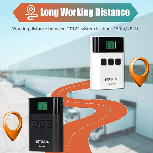 Retekess TT122 Wireless Tour Guide System – 2.4G Digital Receiver for Translation, Tours, Training & Interpretation