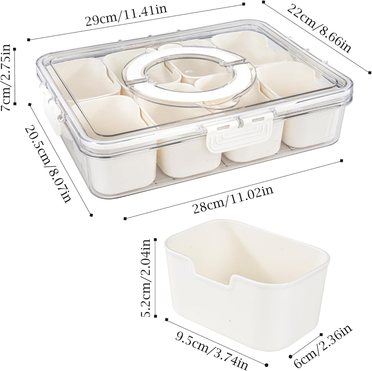 4/8 Grid Portable Snack Box Container | Travel Charcuterie Board with Lid | Refrigerator Food Storage & Organizer