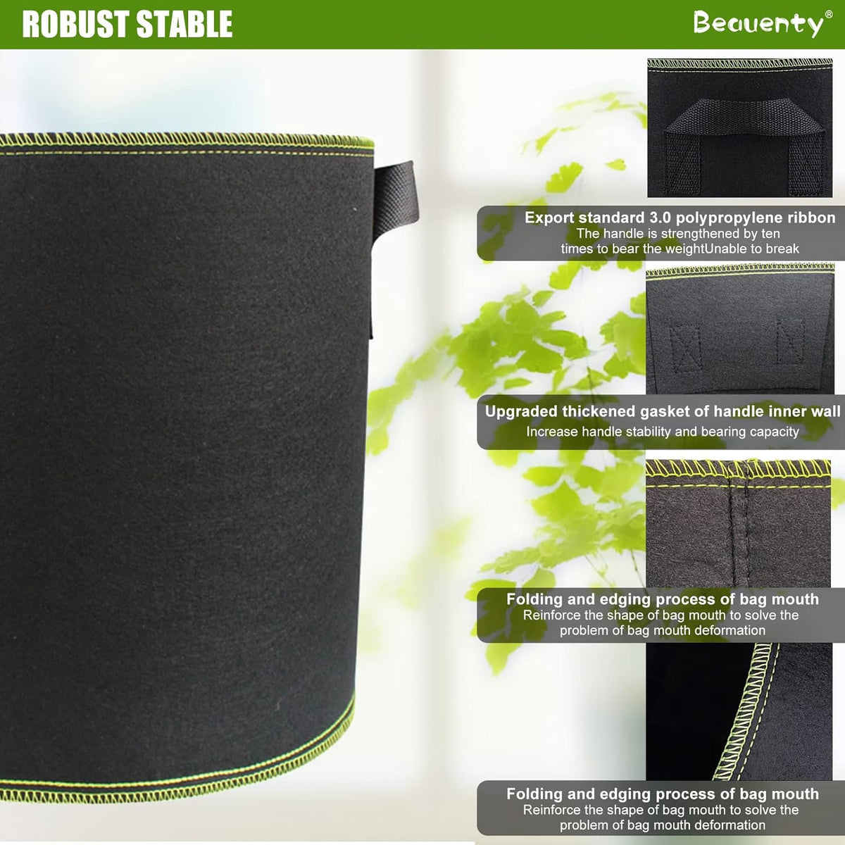 (30*25CM) Sacs de culture en tissu robustes – Pots de jardinage en tissu d'aération – Sacs pour plantes épaissis en tissu non tissé avec poignées renforcées pour légumes et fleurs