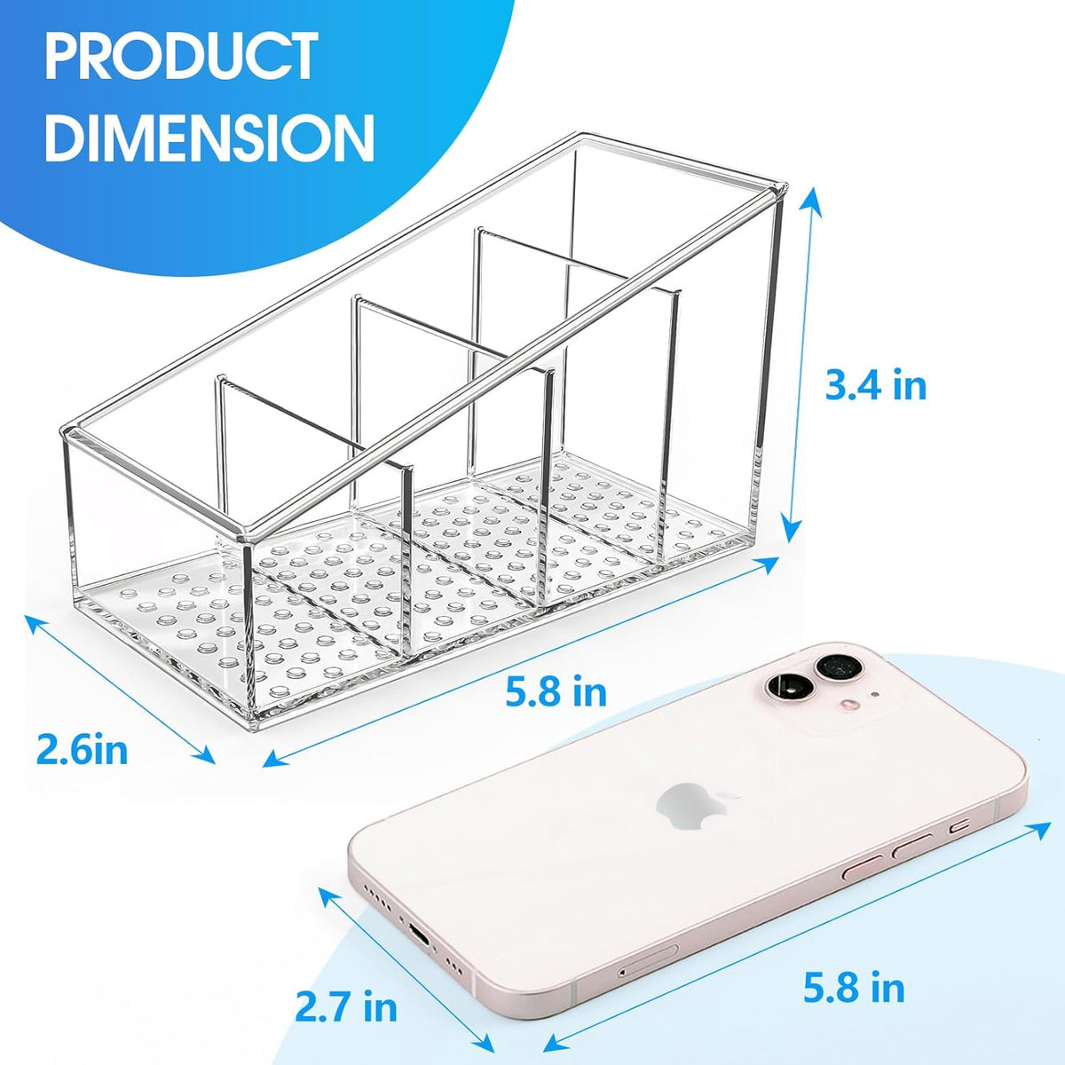 Clear Plastic Remote Control Holder and Desk Organizer with 4 Compartments for Home and Office Us