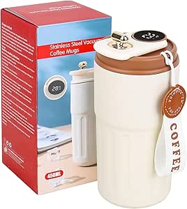 450ml Smart Temperature Display Water Bottle – Insulated Coffee Flask with Leakproof Lid (Hot & Cold)
