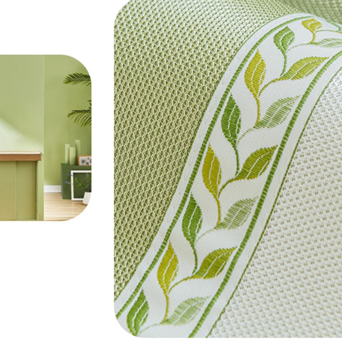 Textured Woven Sofa Cover with Decorative Leaf Border