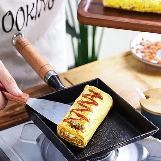 Non-Stick Japanese Tamagoyaki Egg Pan - Square Cast Iron Omelette Frying Pan for Home Kitchen - Easy to Clean