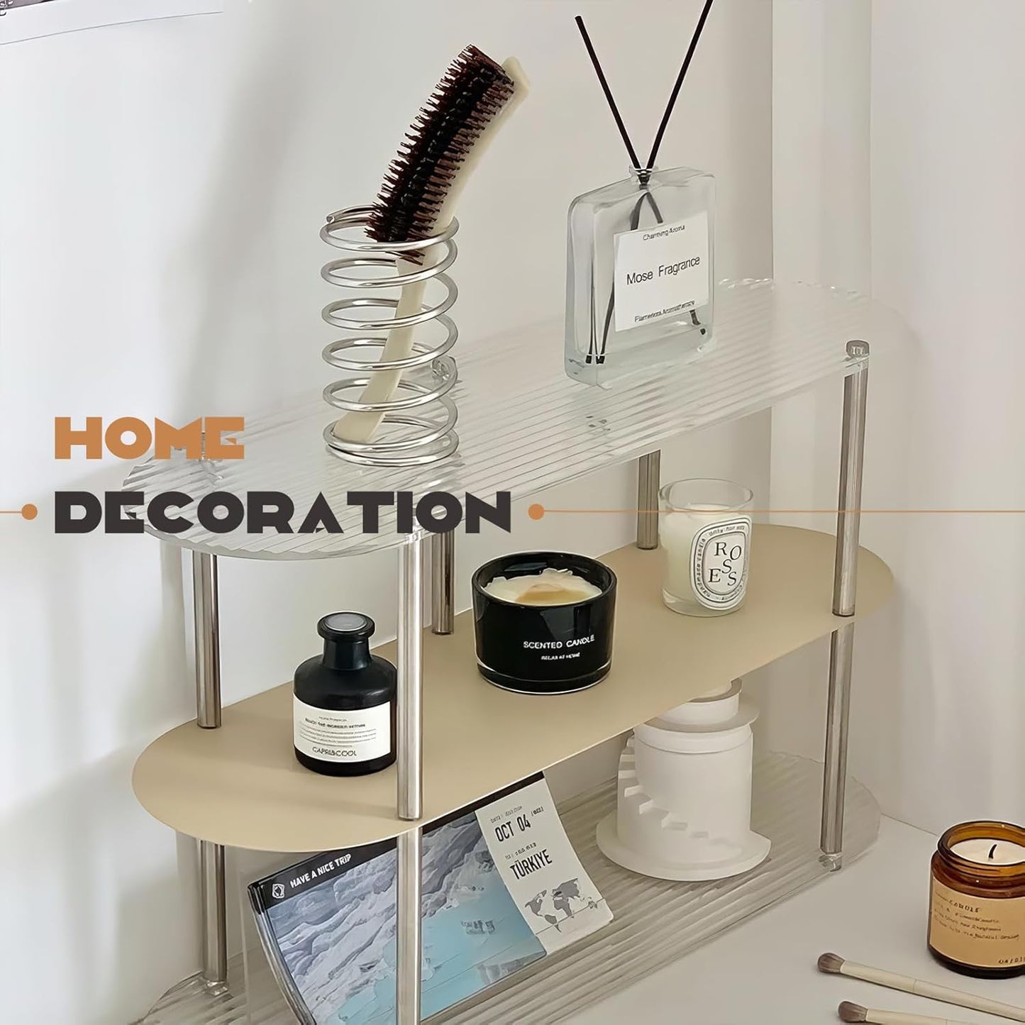 Stainless Steel Spring Toothbrush Holder – Minimalist Desktop Organizer for Bathroom & Dressing Table – Multifunctional Pen & Makeup Brush Stand (Silvery)
