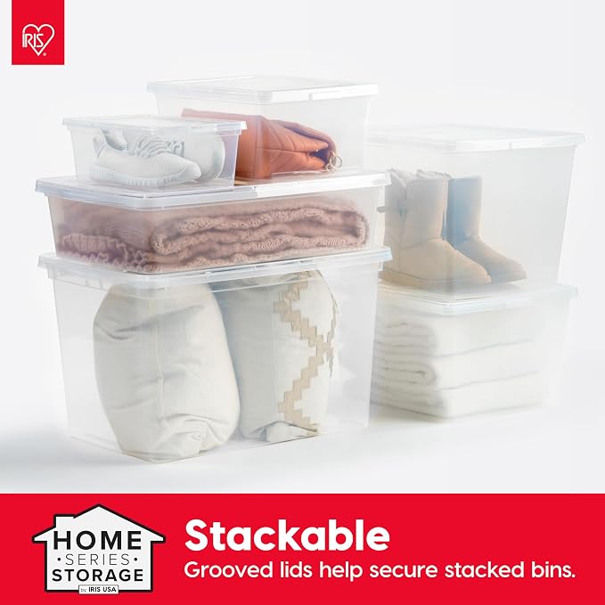3-Piece Clear Stackable Storage Bin Set with Lids – 29 × 16 × 10.5 cm Plastic Organizer Boxes for Home, Closet & Office