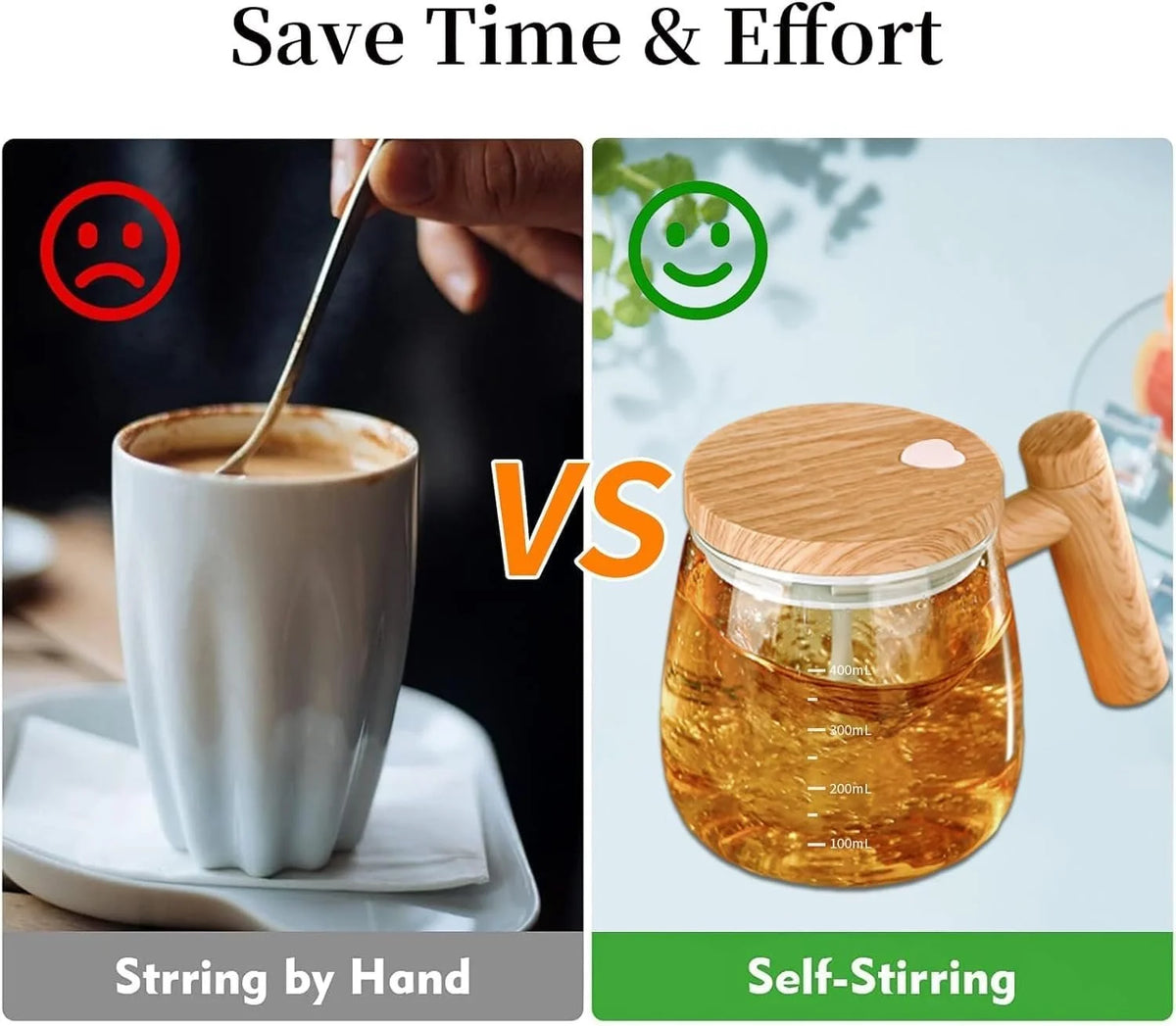 Tasse auto-mélangeuse 400 ml – Tasse à café électrique mélangeuse automatique avec mélange à une touche, tasse portable rechargeable pour café, lait et shakers de protéines