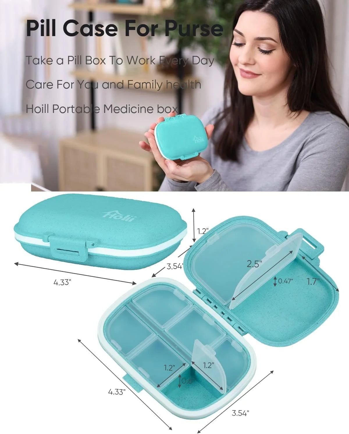 Pilulier portable à 8 compartiments – Étui de rangement pour médicaments, vitamines et compléments, idéal pour les voyages