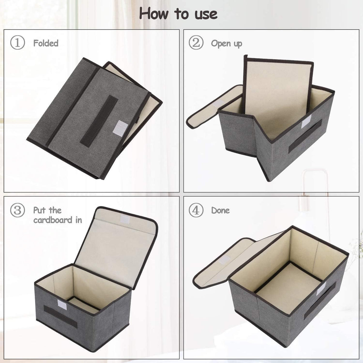 Premium Foldable Non-Woven Fabric Storage Box – Eco-Friendly Closet Organizer for Clothing, Underwear, and Socks – Multi-Purpose Gray Storage Bin for Kids' Toys and Sundries (36x24x24cm)