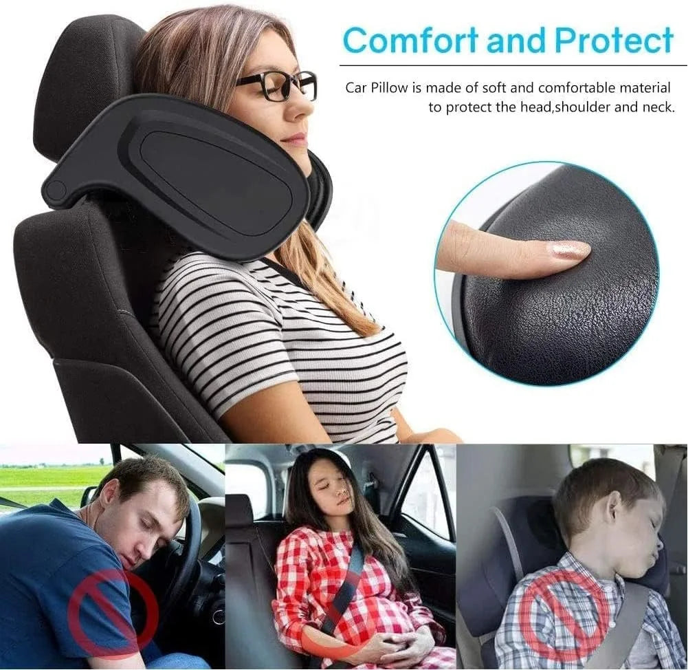 Adjustable Memory Foam Car Headrest Pillow – U-Shaped Neck & Head Support Cushion for Kids & Adults, Universal Car Seat Travel Pillow