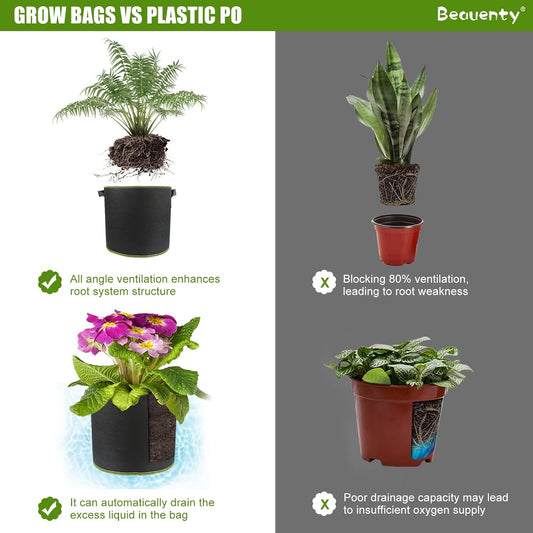 (30*25CM) Heavy-Duty Fabric Grow Bags –  Aeration Fabric Pots – Thickened Non-Woven Plant Bags with Reinforced Handles for Vegetables & Flowers