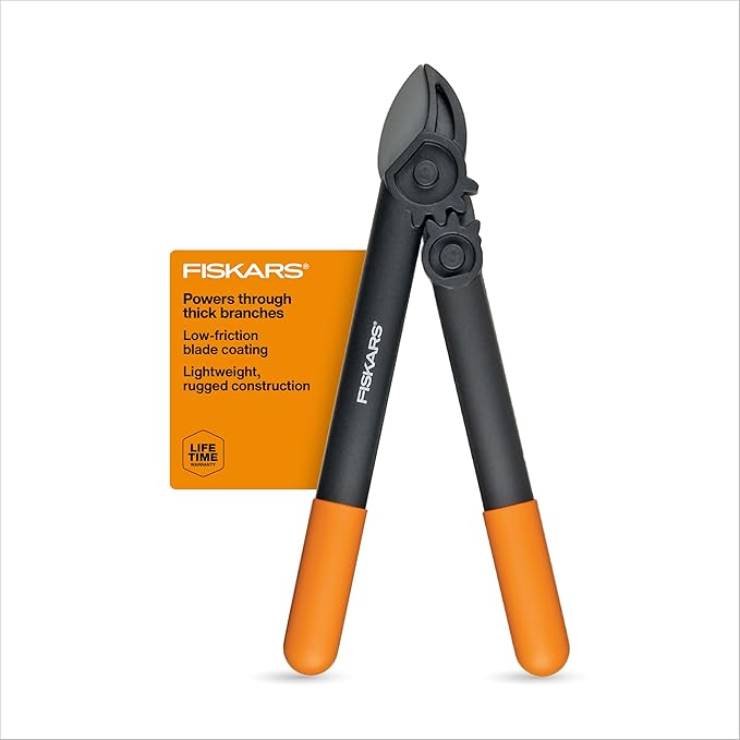 Fiskars 15-Inch PowerGear Loppers – Heavy-Duty Bypass Tree Pruner with Sharp Steel Blade, Cuts Branches up to 1.25 Inches