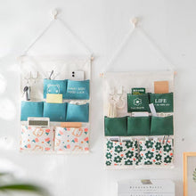 7 Pocket Cotton Hanging Storage Bag – Wall & Door Mounted Fabric Organizer – Bohemian Cloth Pouch for Mobile Phones, Cosmetics, Toys, and Stationery – Closet Space Saver