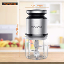 Homeasy 600ml Mini Electric Meat Grinder – 300W Stainless Steel Food Chopper with 4 Sharp Blades for Meat, Vegetables, Fruits, Nuts & Dips