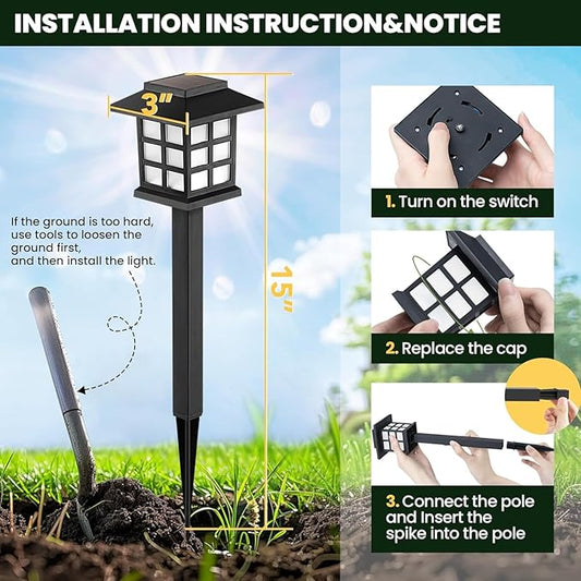 2-Pack Solar Pathway Lights – Waterproof Landscape Lamps for Garden, Yard, & Driveway – Outdoor Solar Lights for Walkway & Patio Decor (RGB/White/Warm)