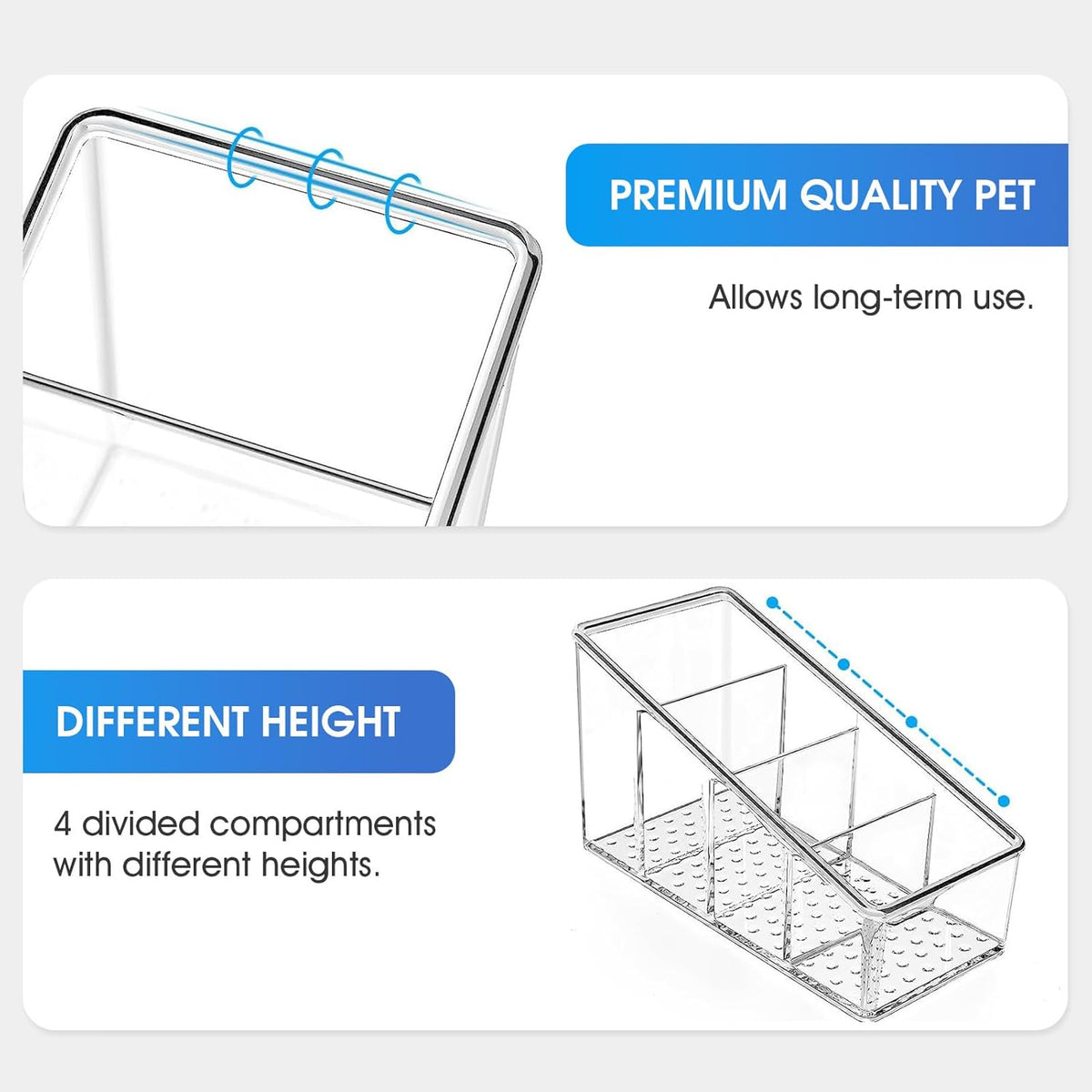 Clear Plastic Remote Control Holder and Desk Organizer with 4 Compartments for Home and Office Us