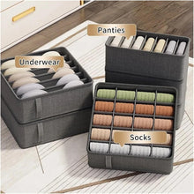 Dark Grey Underwear & Socks Drawer Organizer – 6, 7, and 20 Cell Wardrobe Storage Bins – Foldable Fabric Dividers for Bras, Ties, and Belts – Multi-Functional Household Classification Box