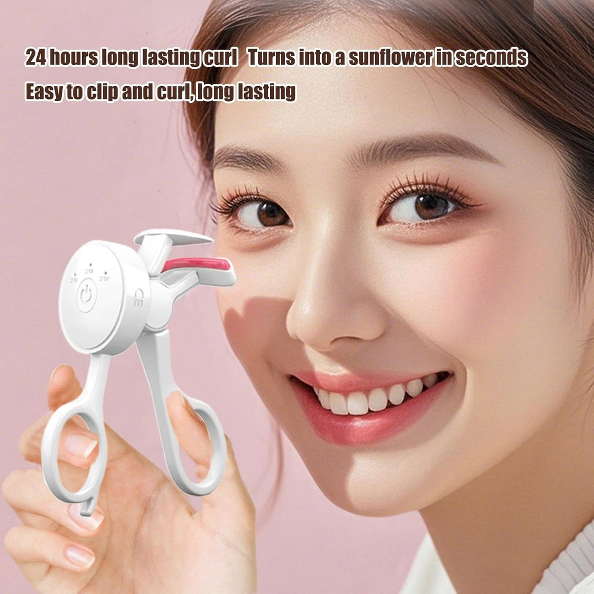Recourbe-cils chauffant sans cadre GECOMO – Contrôle intelligent de la température – Rechargeable par USB et outil électrique longue durée pour rehaussement des cils (blanc)