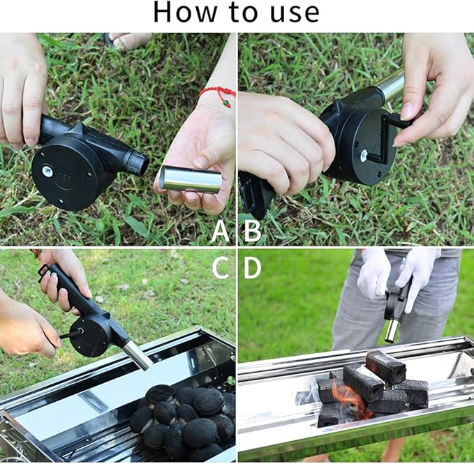 Portable Hand-Crank BBQ Fan – Manual Air Blower with Precision Speed Control – Heat-Resistant Grill Blower for Outdoor Barbeque, Charcoal, and Fire Pits