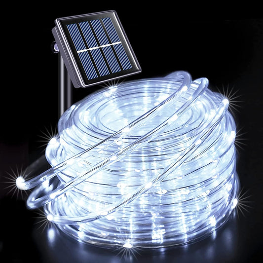 LED Solar Rope String Lights – Waterproof Tube Fairy Lights – Outdoor Solar Garland for Christmas, Garden & Patio Decoration (RGB/Blue/White/Warm)