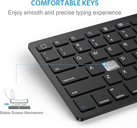 OMOTON Bluetooth Keyboard for Mac - Compact Wireless Keyboard Compatible with MacBook Pro/Air, iMac, iMac Pro, Mac Mini, Mac Pro Laptop and PC (Black)