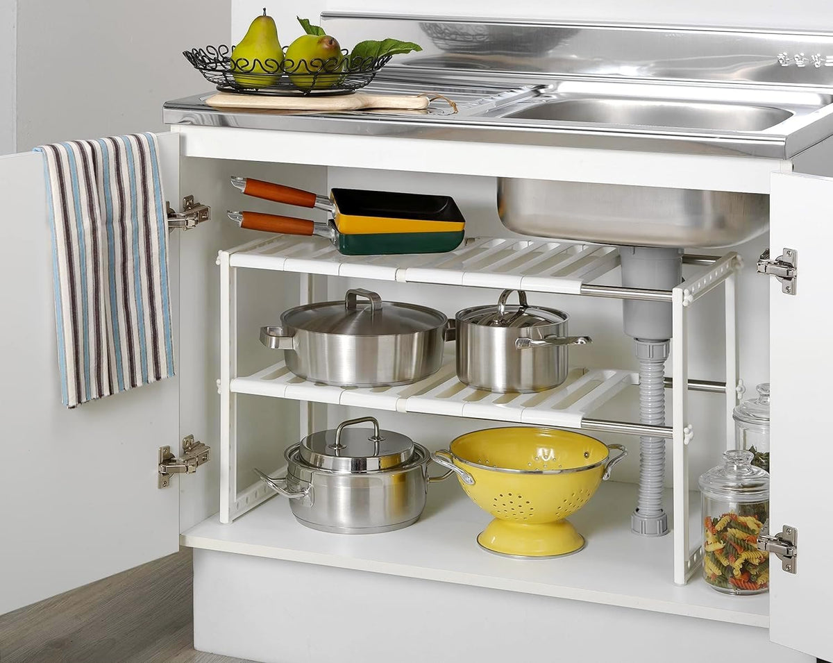 Étagères de rangement empilables pour placards | Organiseur de cuisine polyvalent pour comptoir et garde-manger