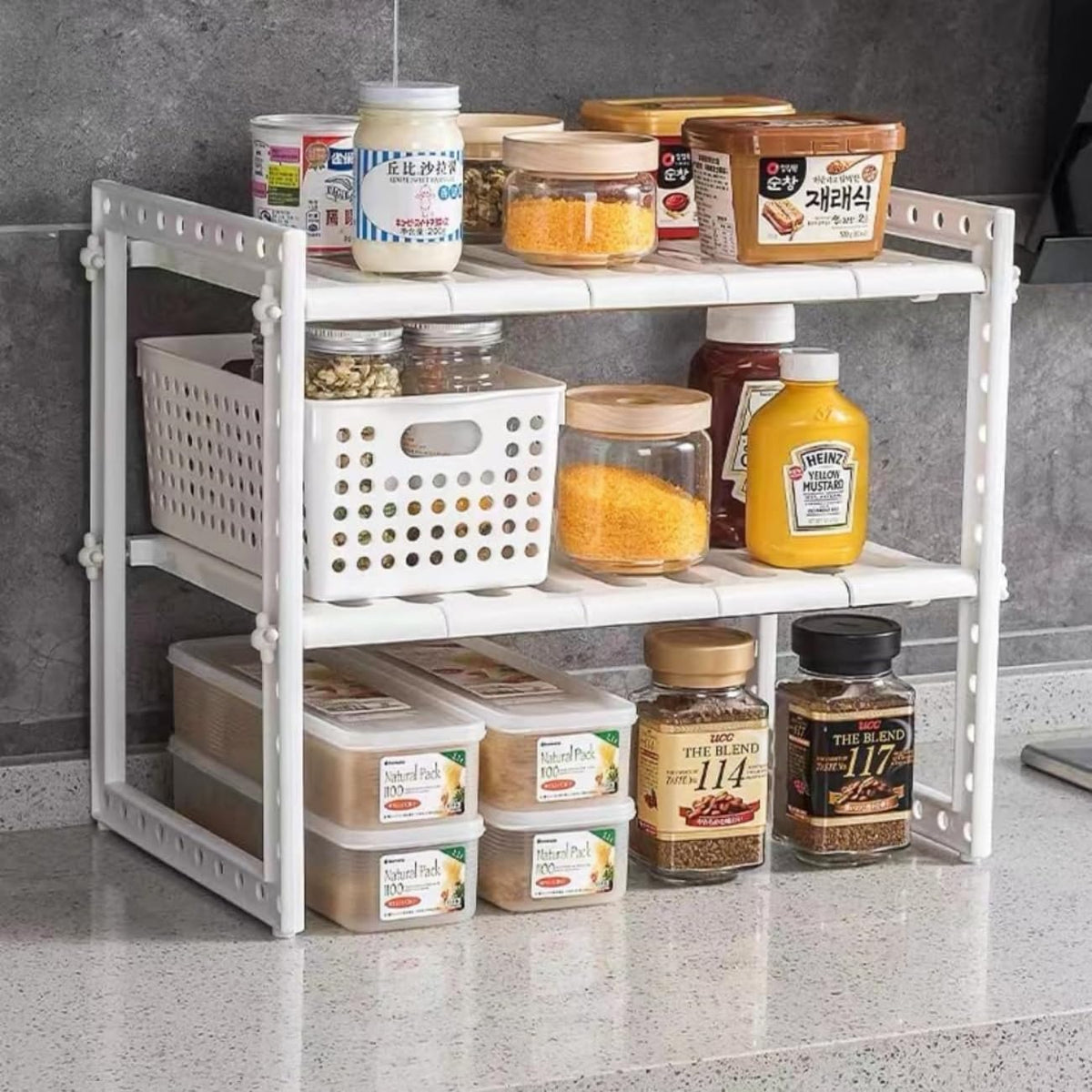 Étagères de rangement empilables pour placards | Organiseur de cuisine polyvalent pour comptoir et garde-manger