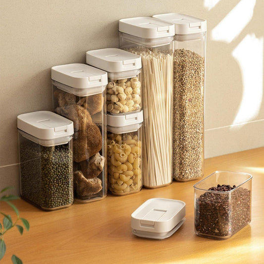 Airtight Food Storage Container | BPA-Free Plastic Pantry Organizers with Locking Lids | Stackable Moisture-Proof Jars for Cereal, Coffee & Sugar