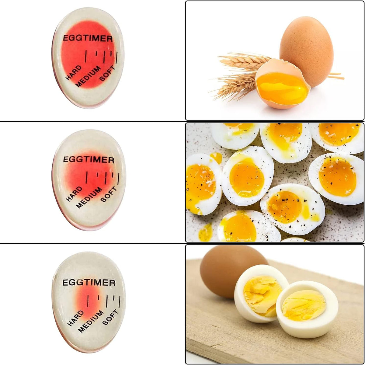 Minuteur d'œuf en résine rouge écologique – Indicateur d'œuf dur à changement de couleur – Observateur de température de cuisson de précision et outil de cuisine